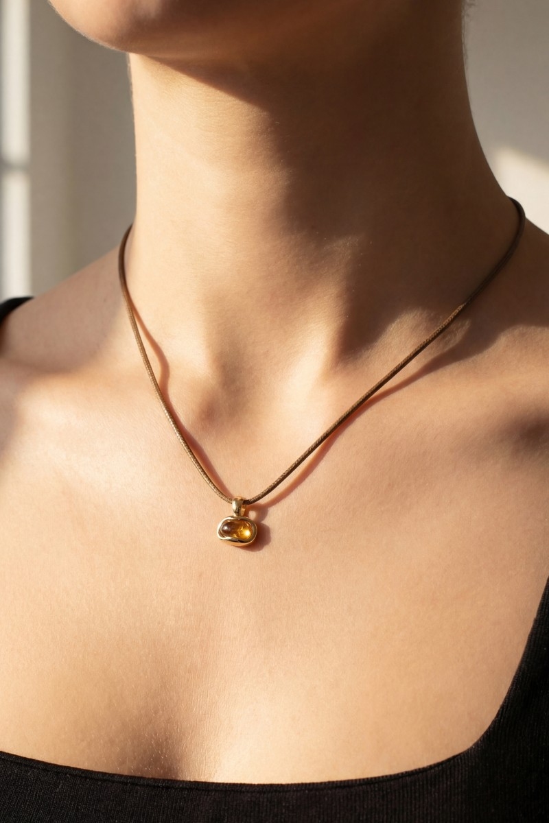 Tiger Eye Pendant Cord Necklace