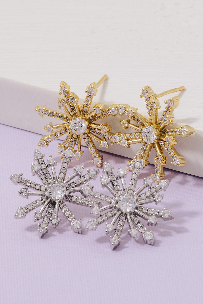 Gold Dipped Cz Arrow Cluster Stud Earrings