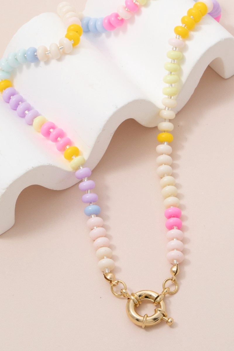 Acrylic Bead Ring Clasp Necklace