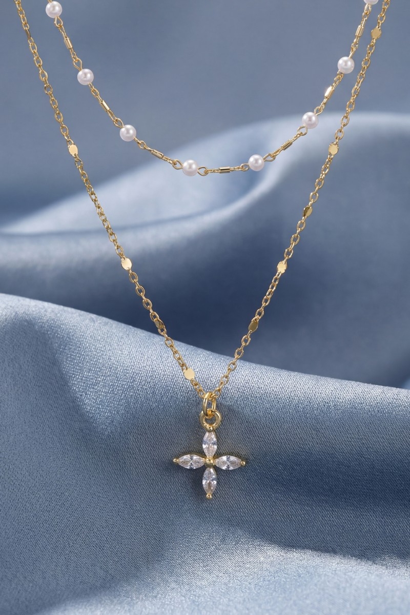 Layered Dainty Station Chain Necklace