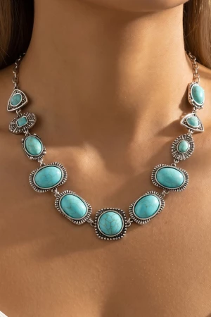 Turquoise Stone Western Collar Necklace