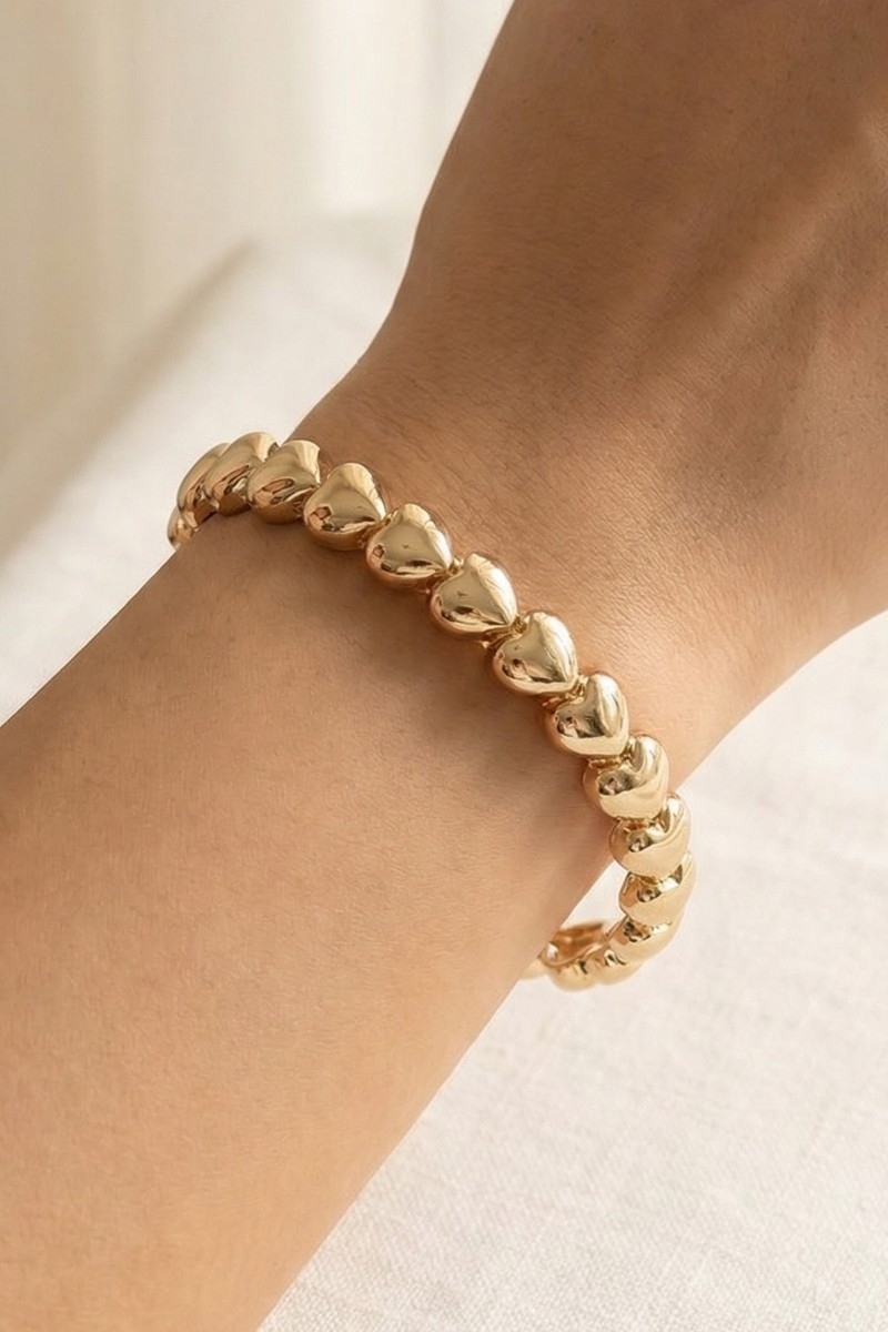 Metallic Hearts Elastic Bracelet