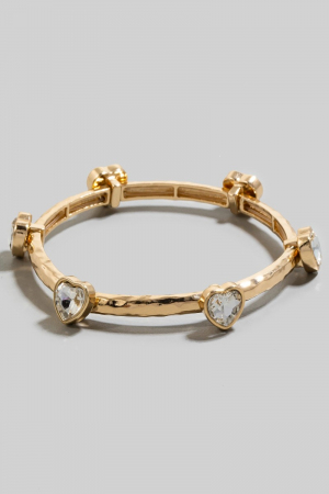 Rhinestone Hearts Elastic Metallic Bracelet