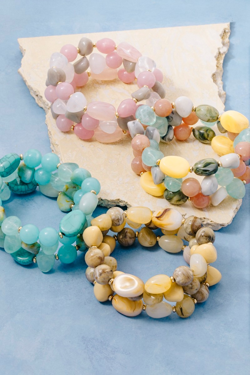 Irregular Marble Resin Beaded Bracelet