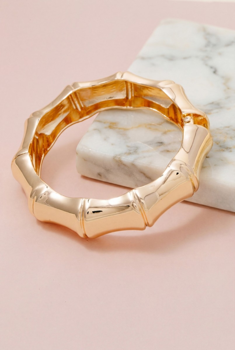 Metallic Hinge Bamboo Bangle Bracelet