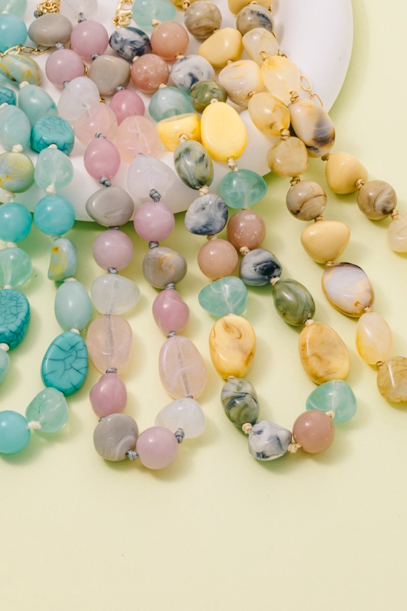 Irregular Marble Resin Beaded Necklace