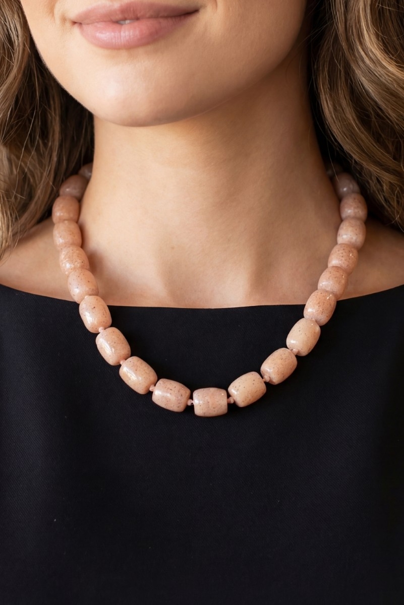 Faceted Marble Resin Beaded Necklace