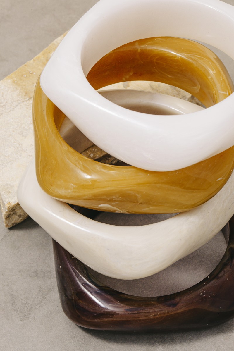 Abstract Acrylic Square Bangle Bracelet