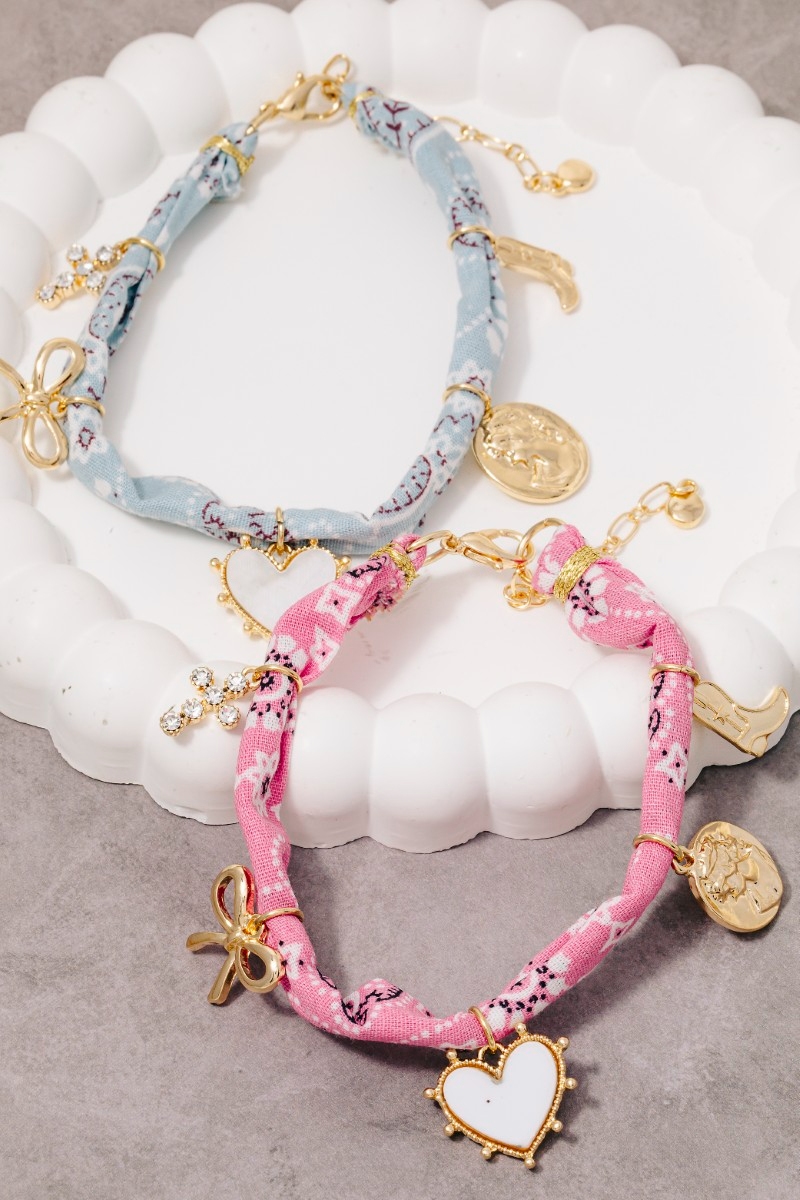 Assorted Charms Paisley Bandana Bracelet