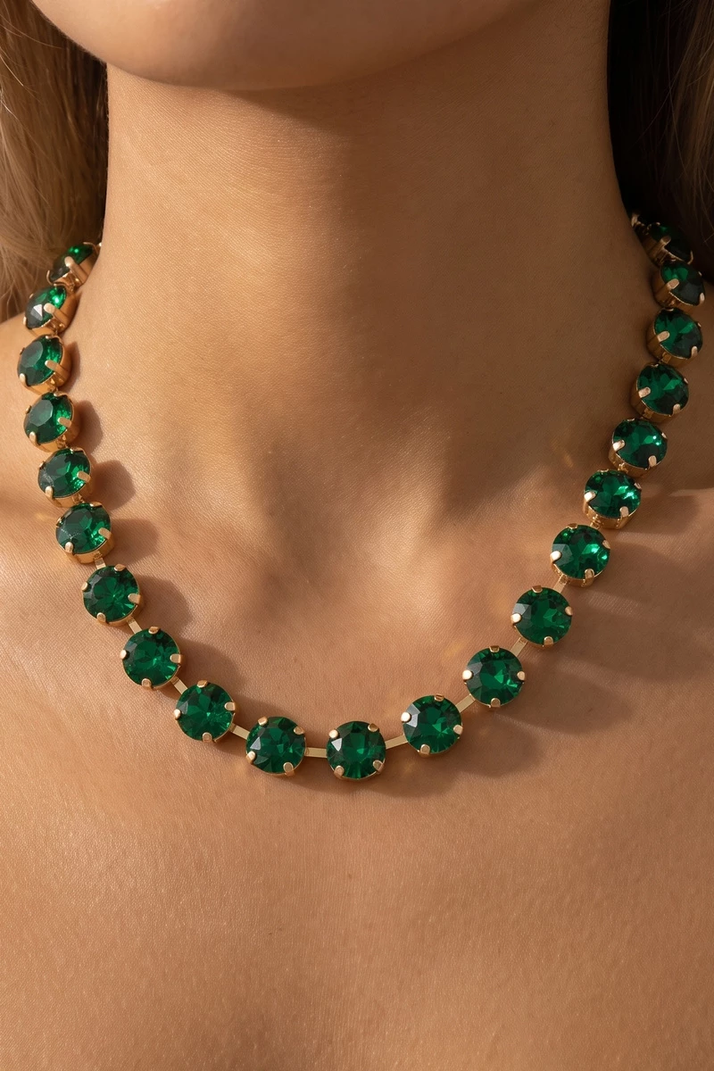Round Crystal Tennis Necklace