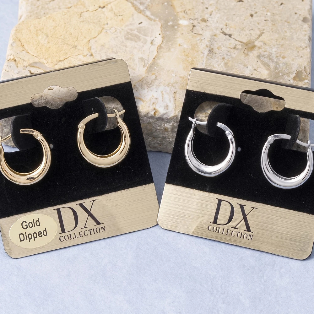 Gold Dipped Tapered Crescent Huggie Hoop Earrings