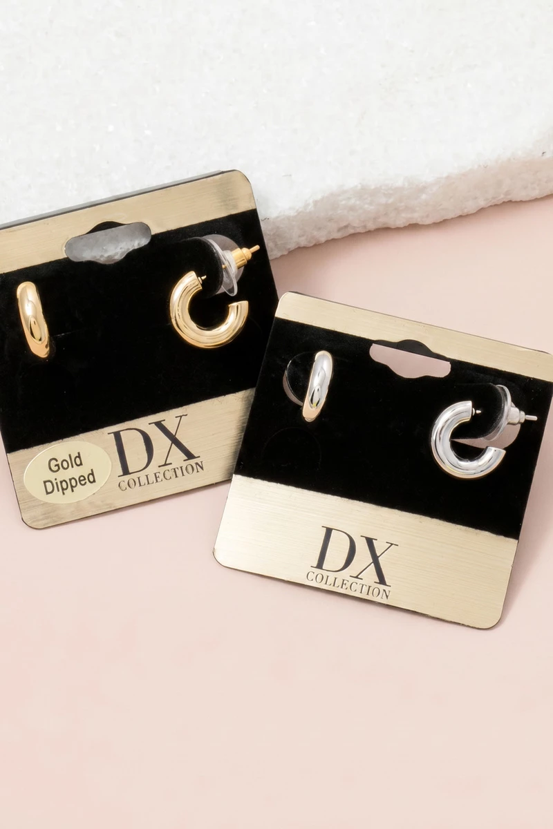Gold Dipped Chunky Tube Huggie Hoop Earrings