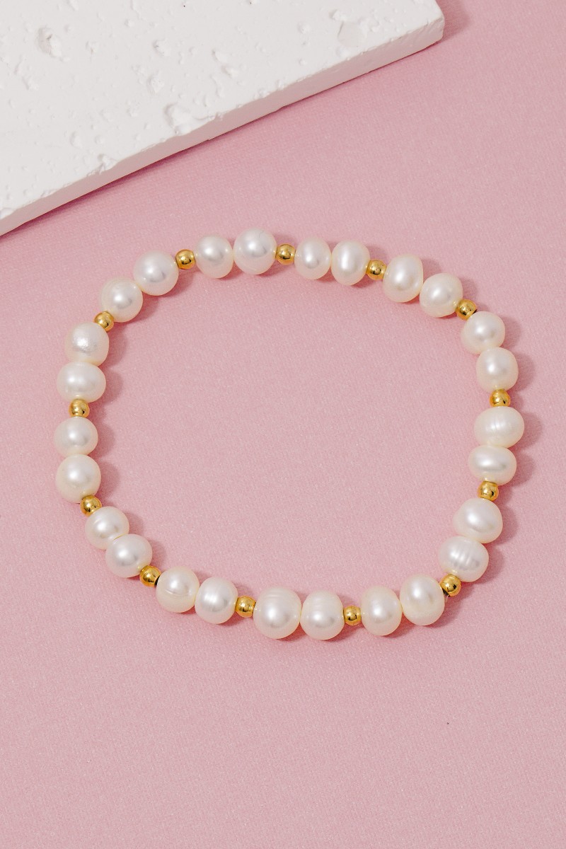 Pearl And Metallic Beaded Bracelet