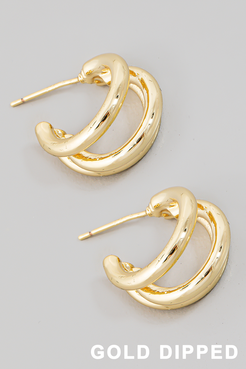 Gold Dipped Layered Tube Hoop Earrings