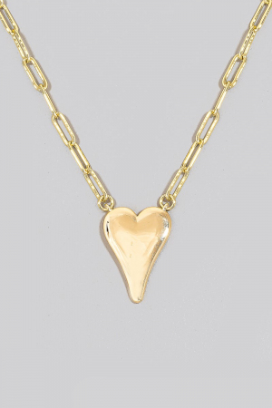 Gold Dipped Long Heart Oval Hoop Chain Necklace