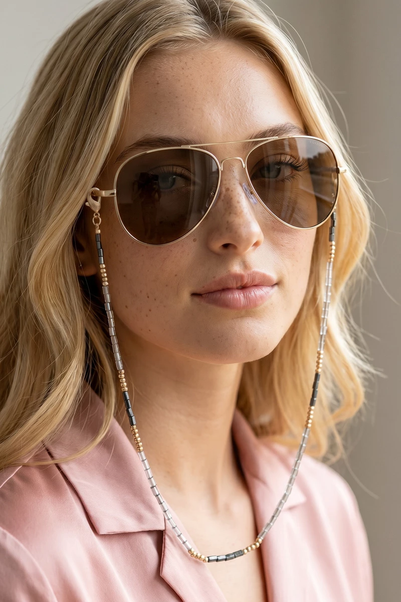 Crystal Beaded Face Mask Chain With Lobster Clasps