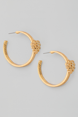 Matte Monstera Leaf Hoop Earrings