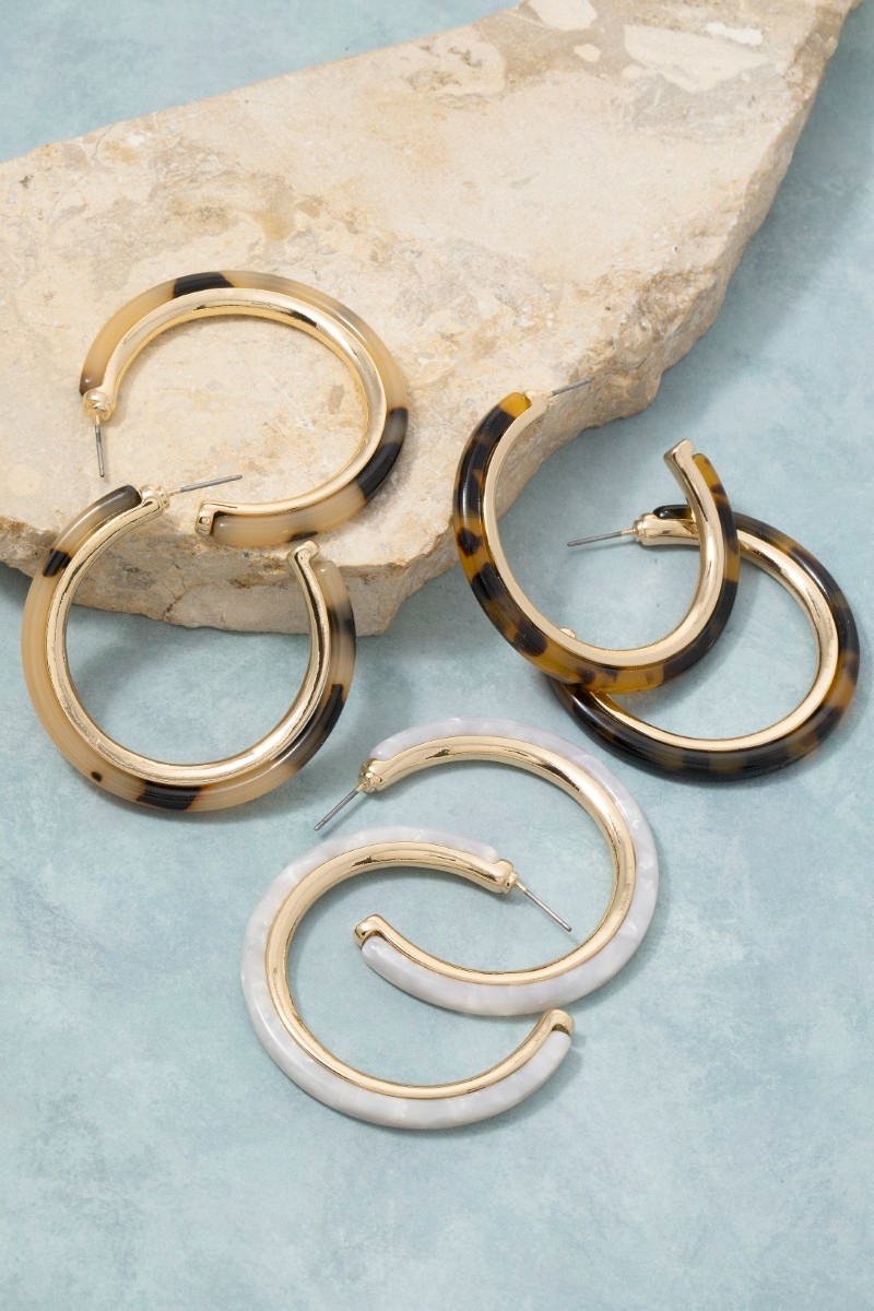 Acetate And Metallic Hoop Earrings