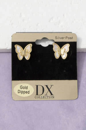 Gold Dipped Mop Butterfly Stud Earrings