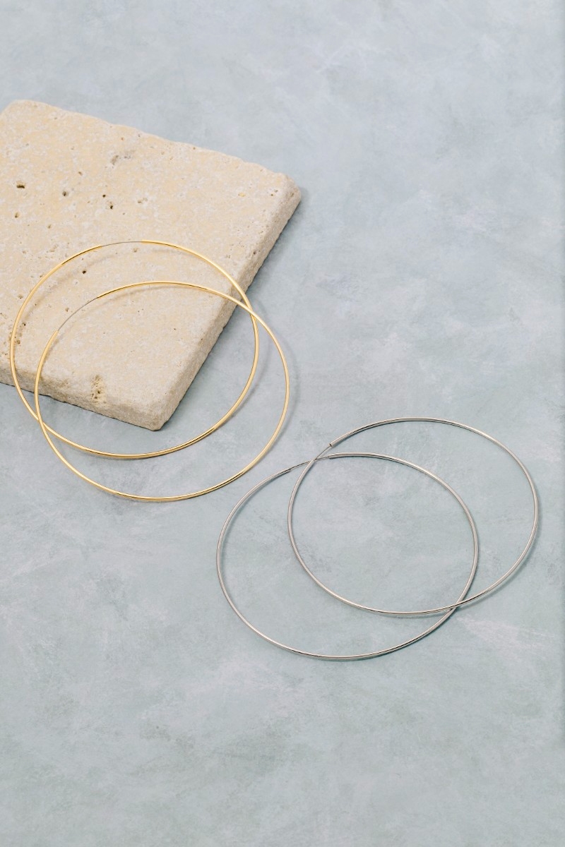 70Mm Oversized Thin Hoop Earrings
