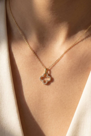 Pave Clover Cutout Pendant Necklace