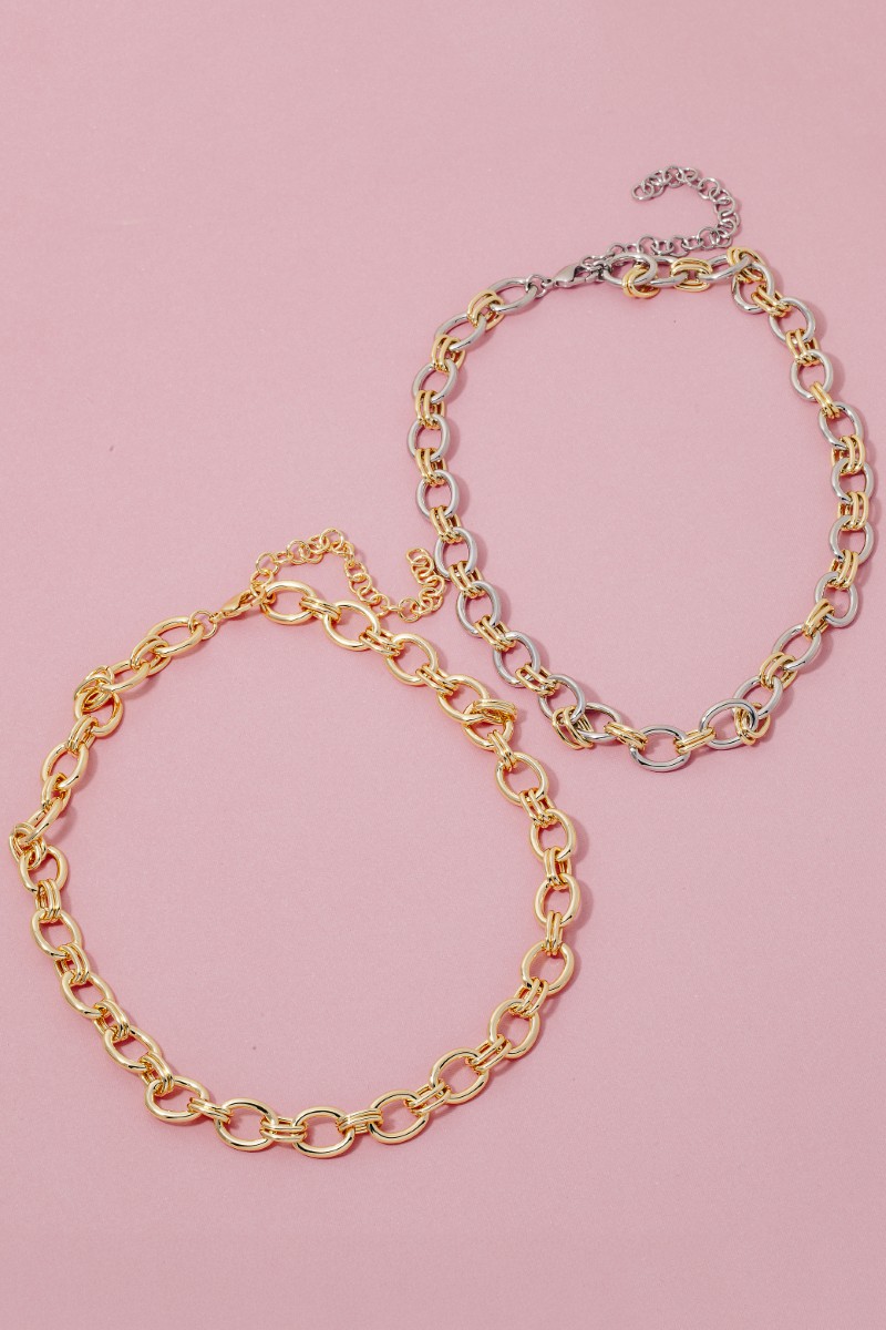 Mixed Oval Chain Link Necklace