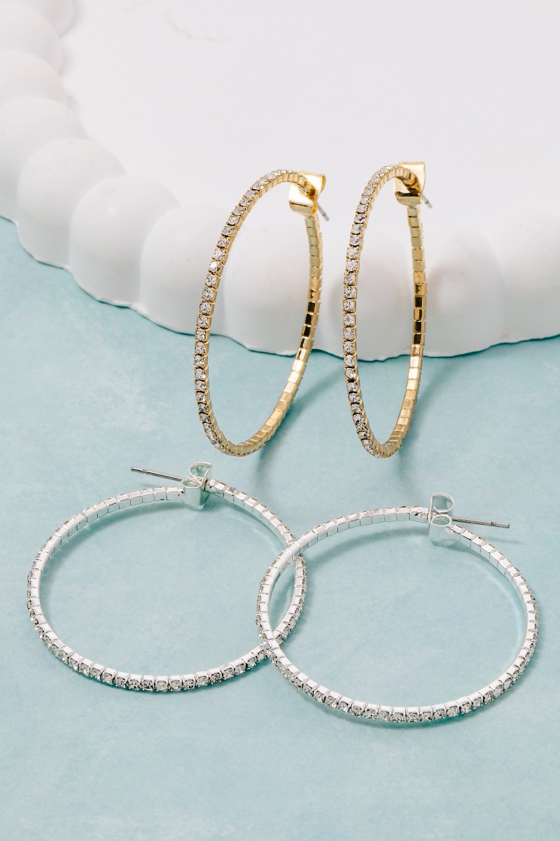 1.5Mm Pave Studded Hoop Earrings