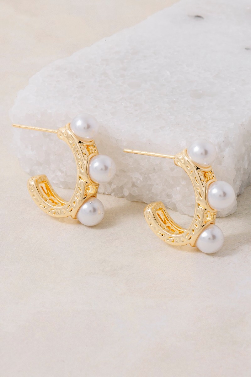 Pearl Beads Mini Hoop Earrings