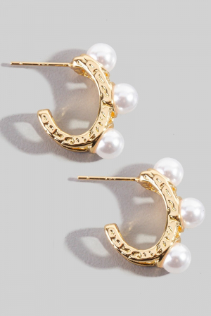 Pearl Beads Mini Hoop Earrings