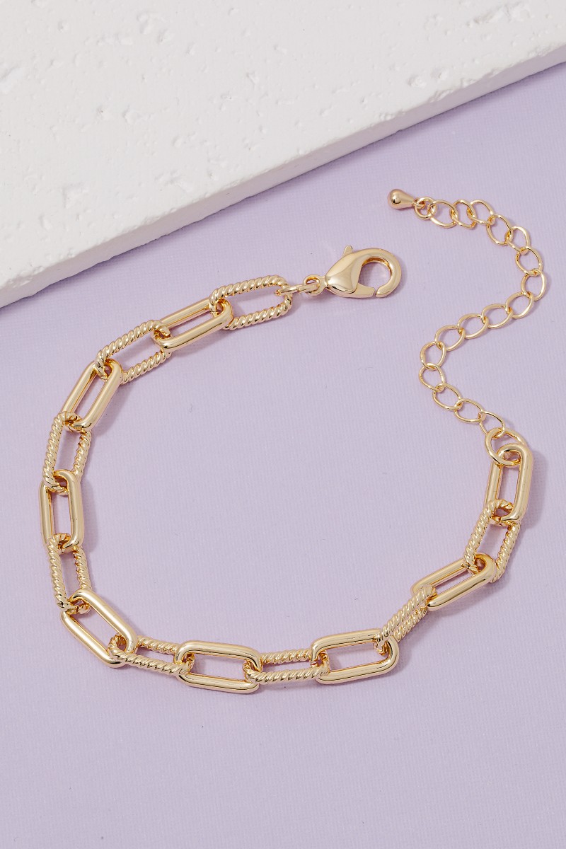 Gold Dipped Mixed Rectangle Chain Bracelet