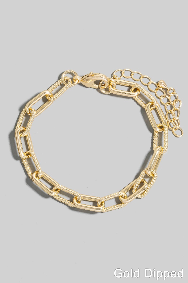 Gold Dipped Mixed Rectangle Chain Bracelet