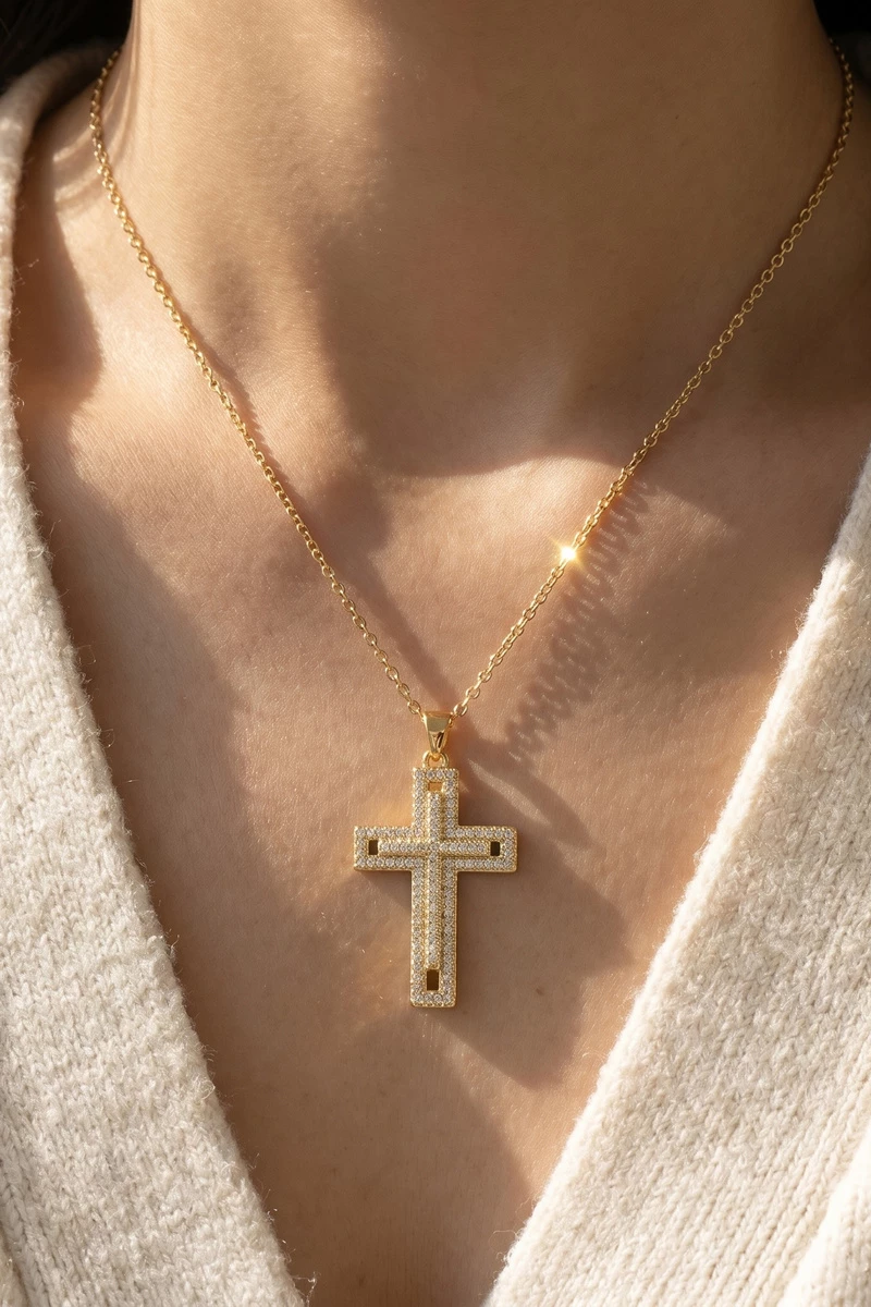 Cz Cross Pendant Necklace