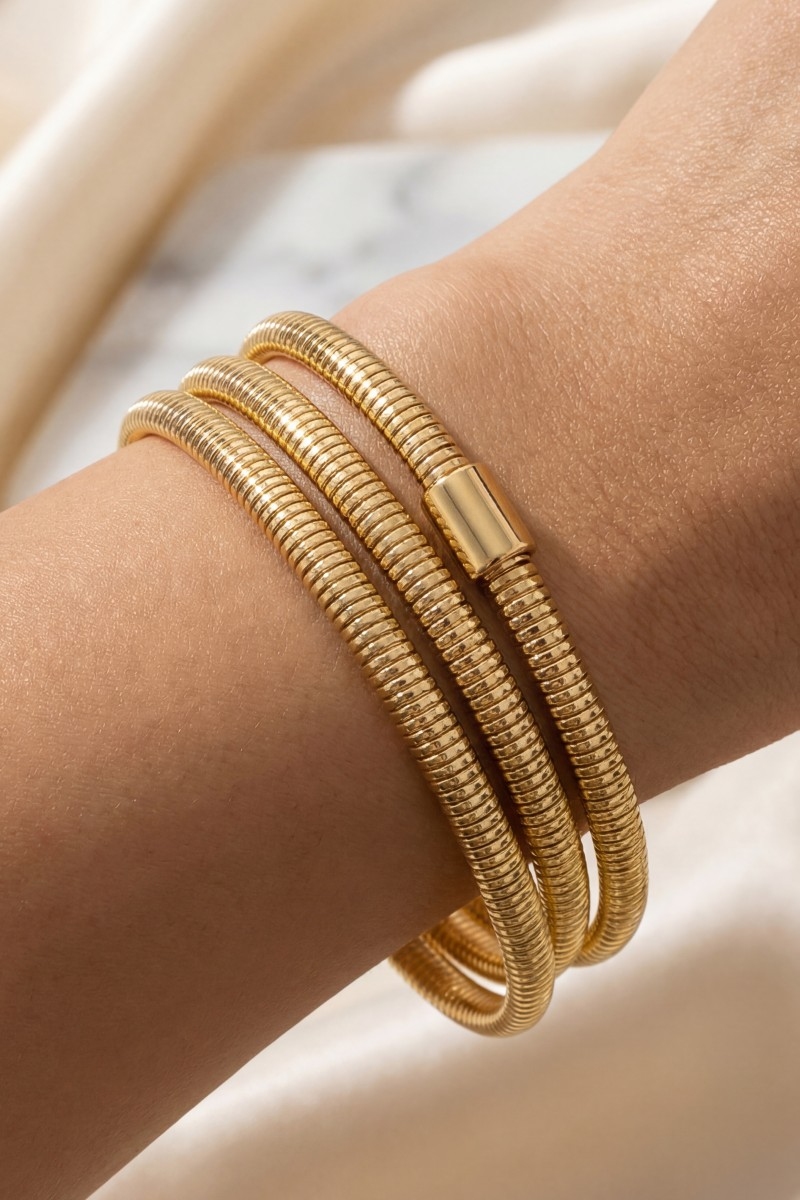 Layered Coiled Metallic Bracelets Set