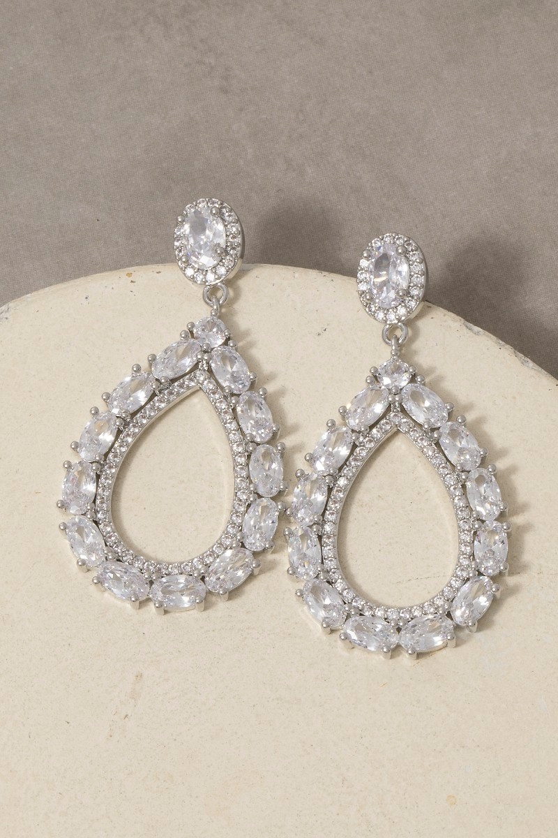 Cz Studded Teardrop Earrings