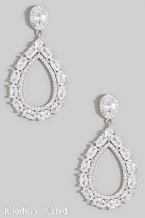 Cz Studded Teardrop Earrings