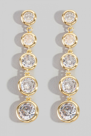 Tiered Cz Studs Drop Earrings