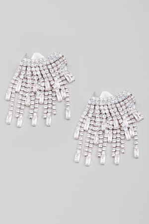Dainty Rhinestone Fringe Earrings