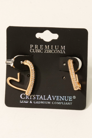 Cubic Zirconia Pave Heart Hoop Earrings