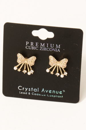 Cz Pave Butterfly Stud Earrings