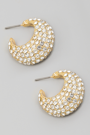 Pave Rhinestone Hoop Earrings