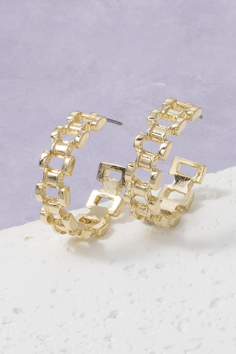 Chain Link Open Hoop Earrings