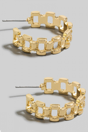 Watch Chain Link Hoop Earrings