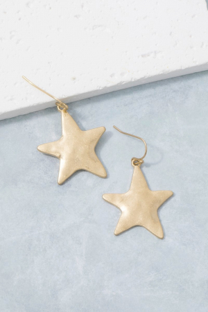 Hammered Star Drop Earrings