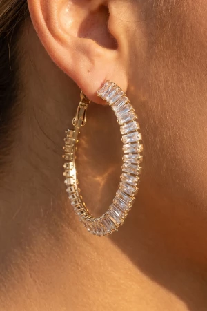 Oversized Baguette Cz Hoop Earrings
