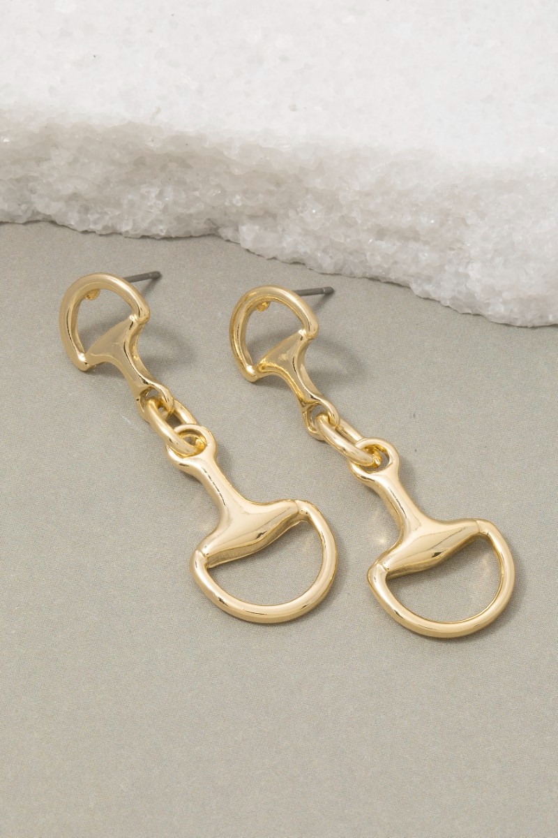 Double D Link Stud Dangle Earrings