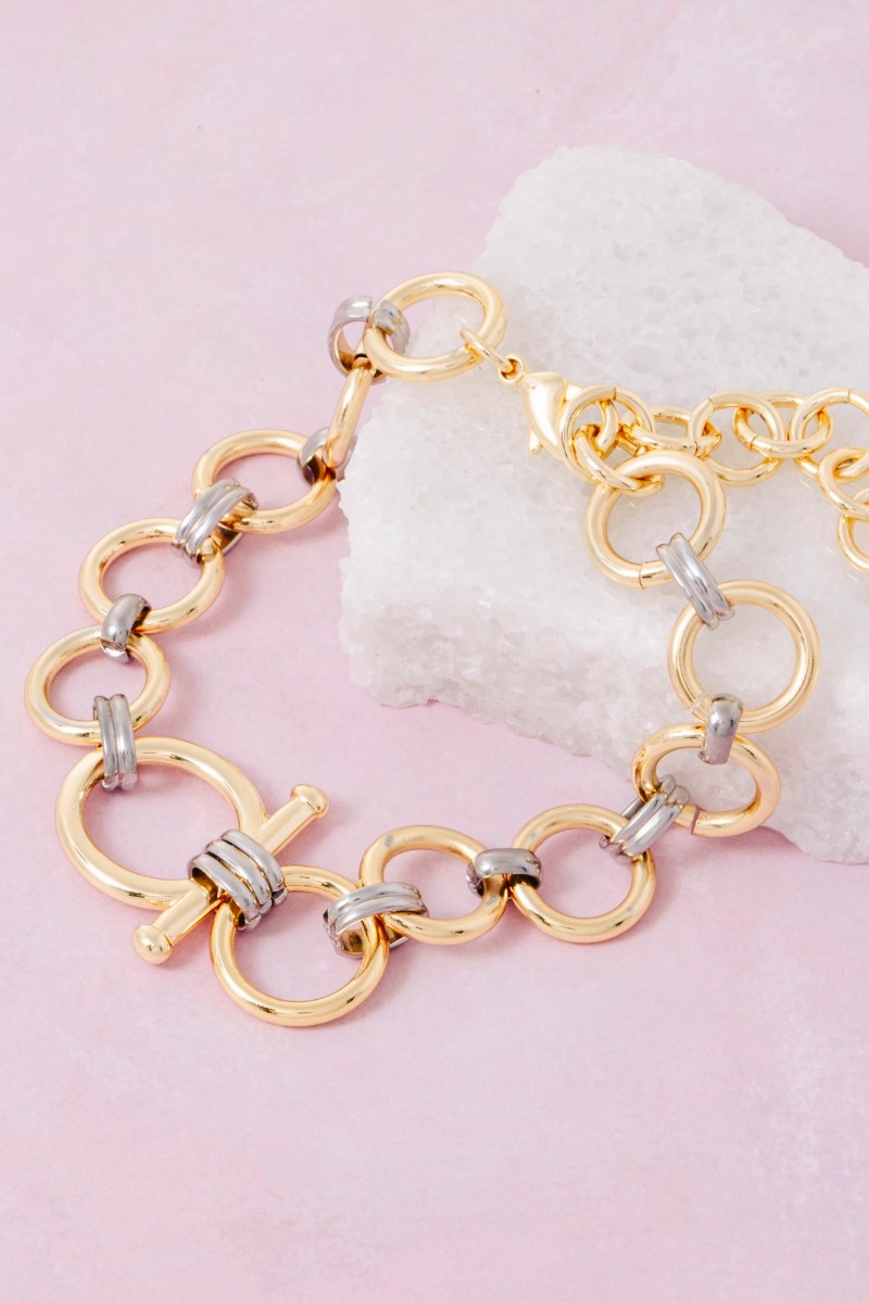 Two Tone Intricate Chain Link Bracelet