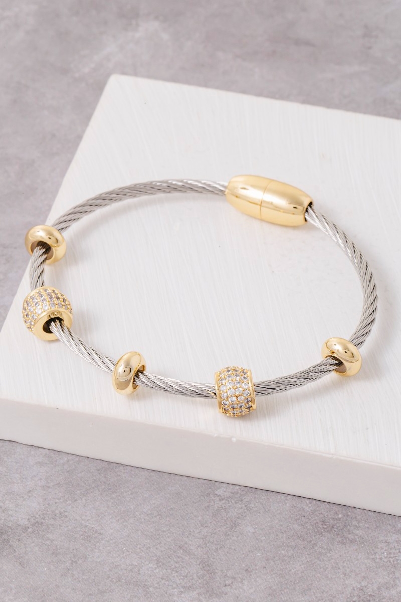 Stainless Steel Two Tone Wire Twist Bracelet