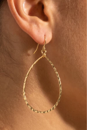 Hammered Teardrop Open Drop Earrings