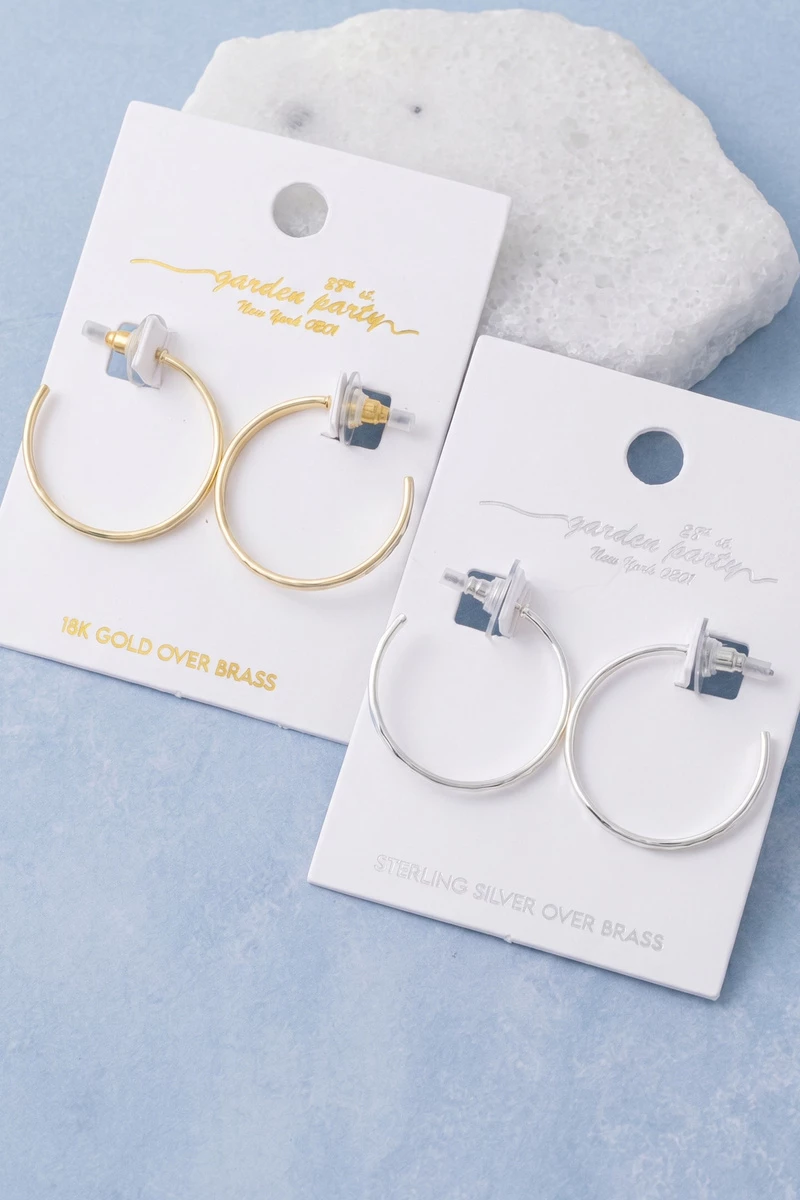18K Gold Dipped Hammered Small Hoop Earrings