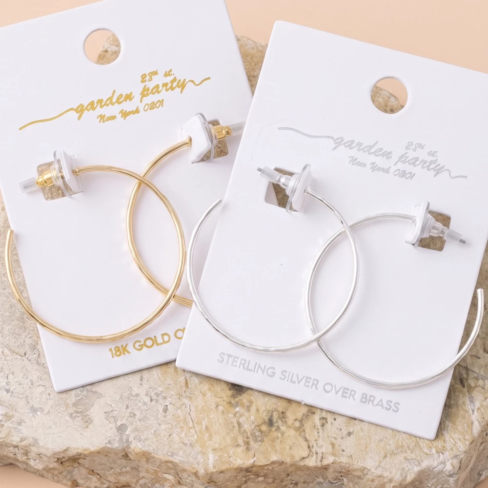 18K Gold Dipped Hammered Medium Hoop Earrings